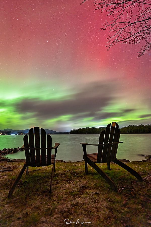 Northern lights shine over Newfound Lake