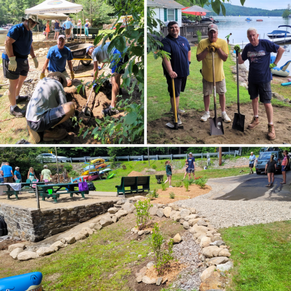 Members of Sleepy Hollow Village Association install stormwater practices to protect Newfound Lake.