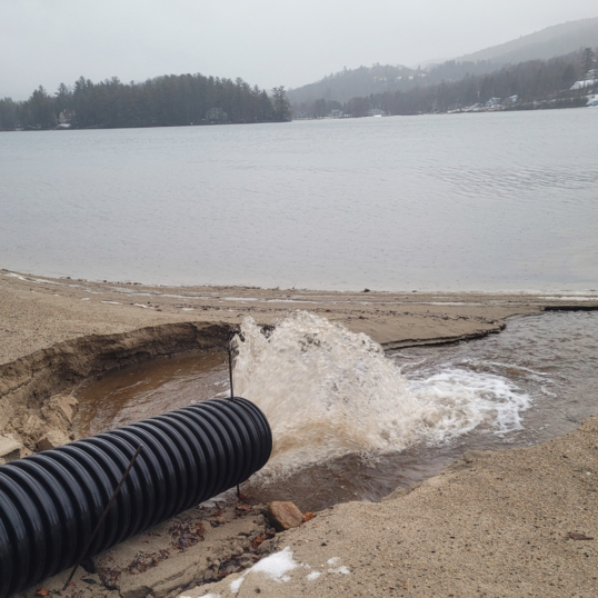 Stormwater draining out of a pipe