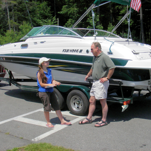 Lake Host performs at boat inspection at Wellington State Park.